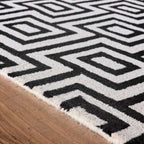 Wool Labyrinth Rug White and Black - Joe’s Haven