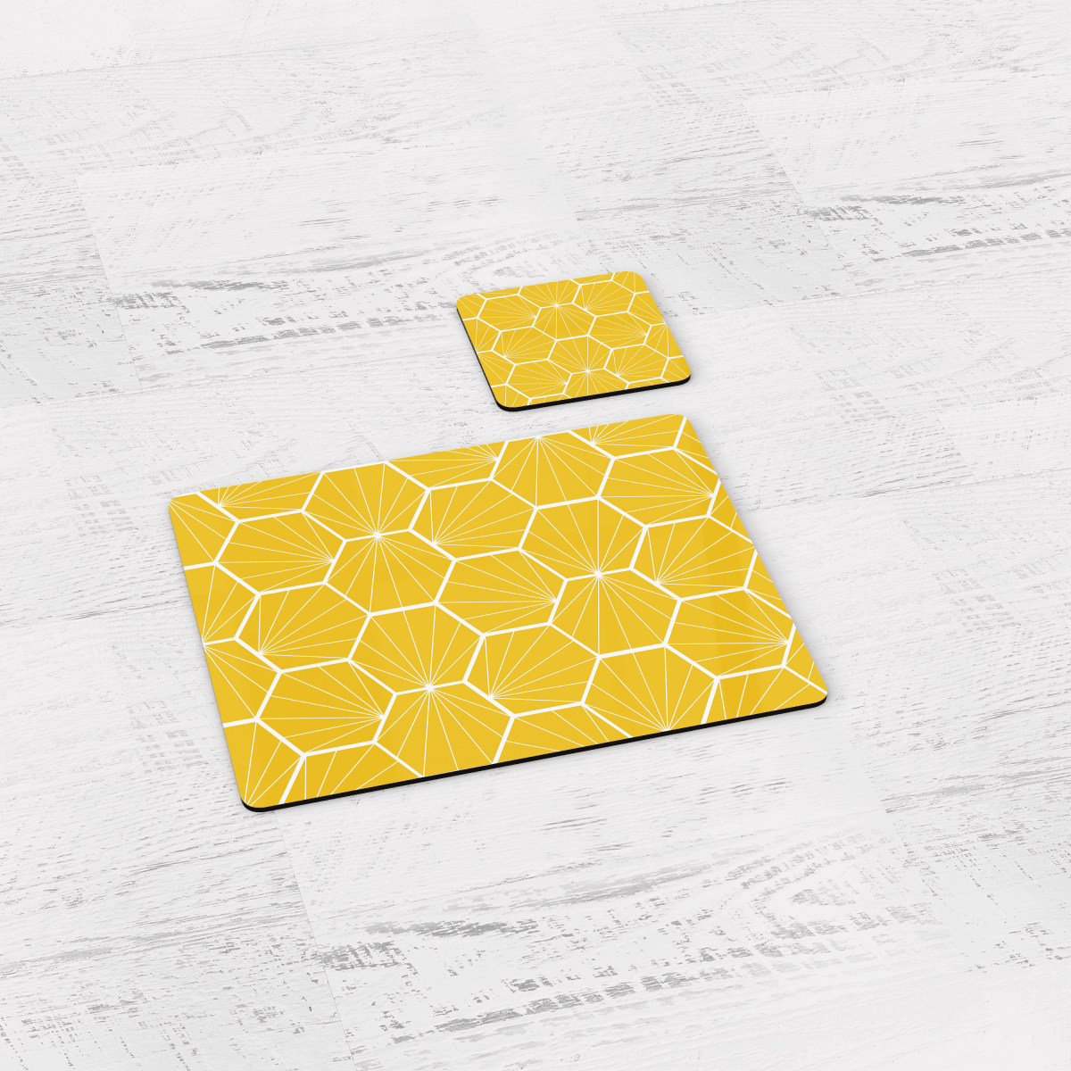 Lemon Yellow Geometric Hexagons Placemats, Set of 4 or Set of 6 - Joe’s Haven