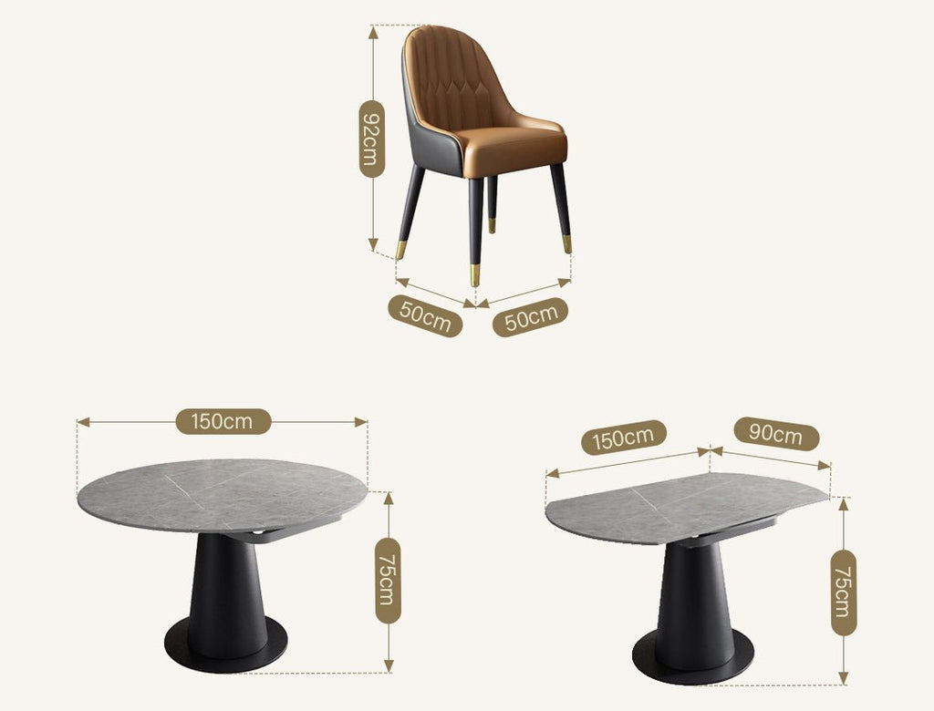 Lessie Extendable Dining Table, Sintered Stone - Joe’s Haven