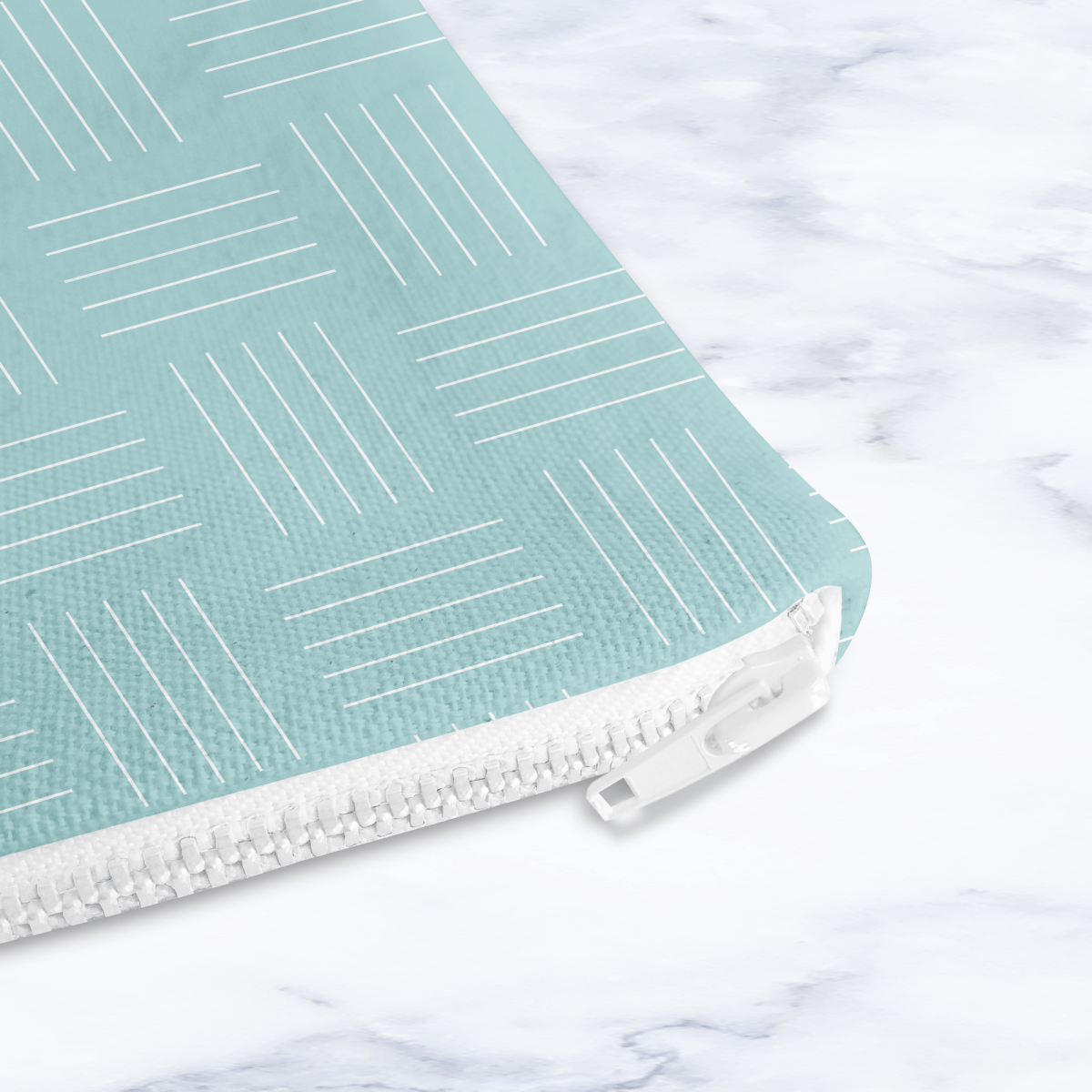 Handmade Light Blue Lines Cosmetic Bag – Handmade Zip Pouch, 24 x 19 cm Make Up Bag - Joe’s Haven