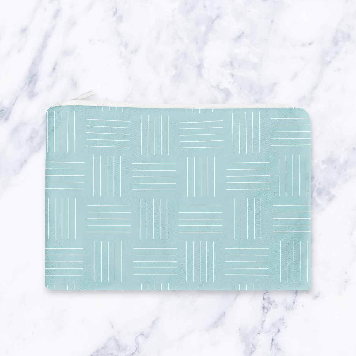 Handmade Light Blue Lines Cosmetic Bag – Handmade Zip Pouch, 24 x 19 cm Make Up Bag - Joe’s Haven