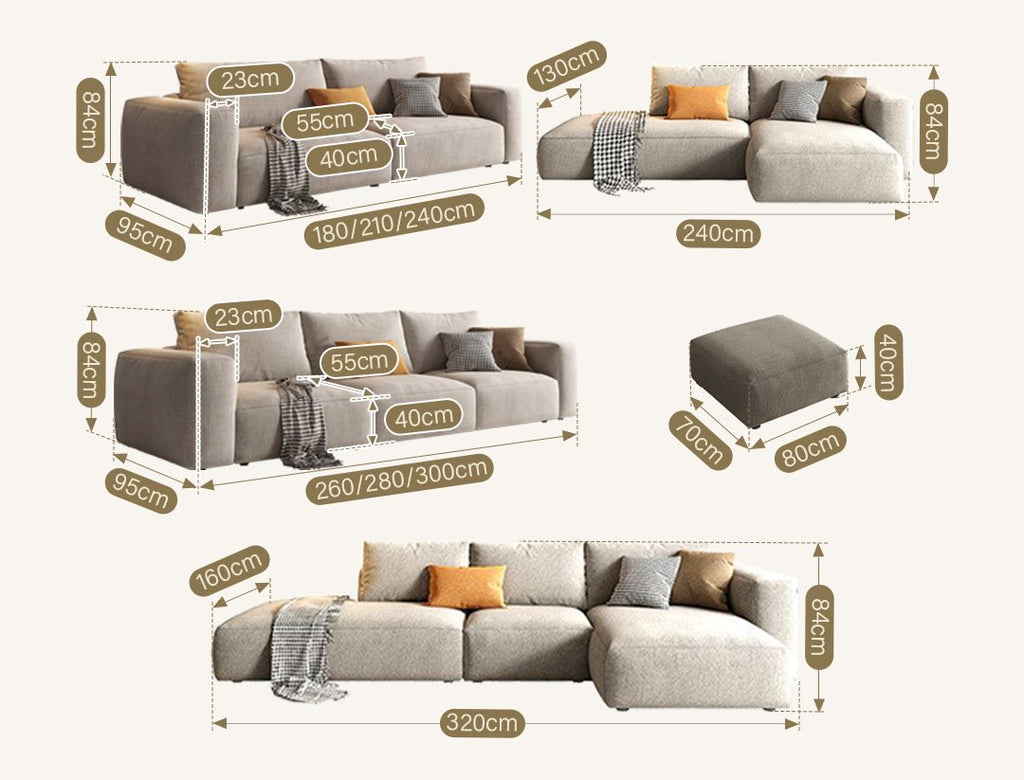 Lionel Three Seater Sofa, Linen - Joe’s Haven