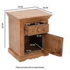 Carved Mango Wood Bedside Table With Storage - Joe’s Haven