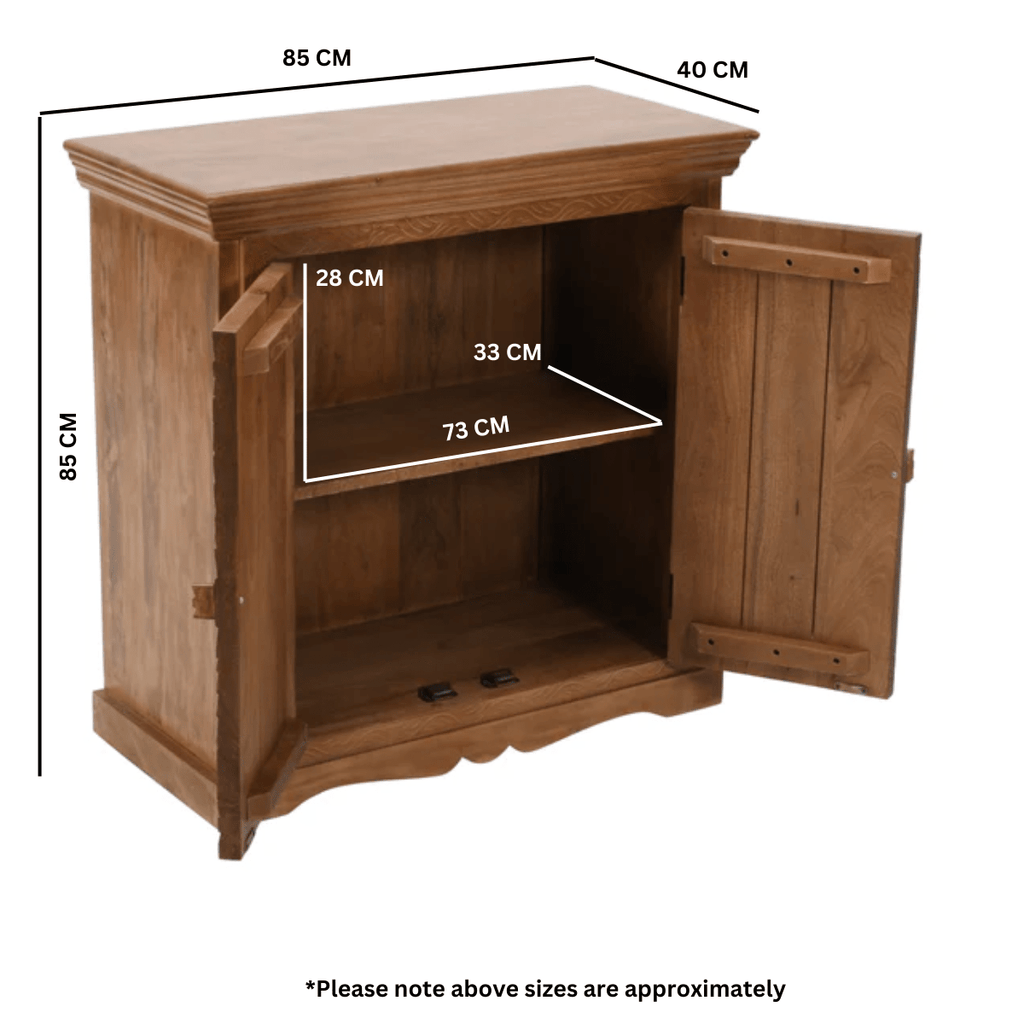 Carved Mango Wood Sideboard With 2 Doors - Joe’s Haven