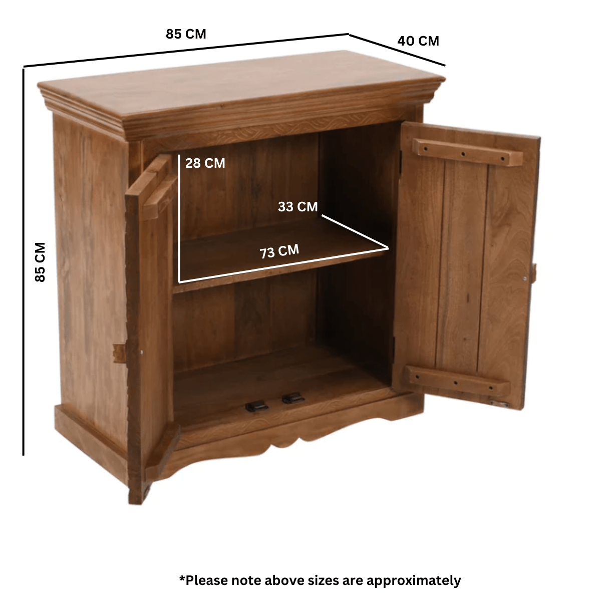 Carved Mango Wood Sideboard With 2 Doors - Joe’s Haven