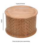 Carved Mango Wood Round Coffee Table - Joe’s Haven