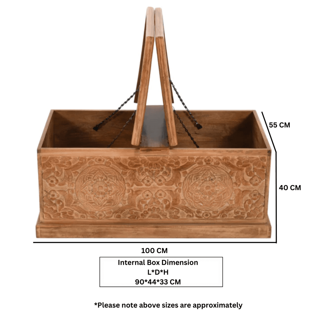 Carved Mango Wood Coffee Table/Blanket Box - Joe’s Haven