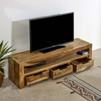 Merlin Mango Wooden Large TV Stand With 3 Drawers - Joe’s Haven