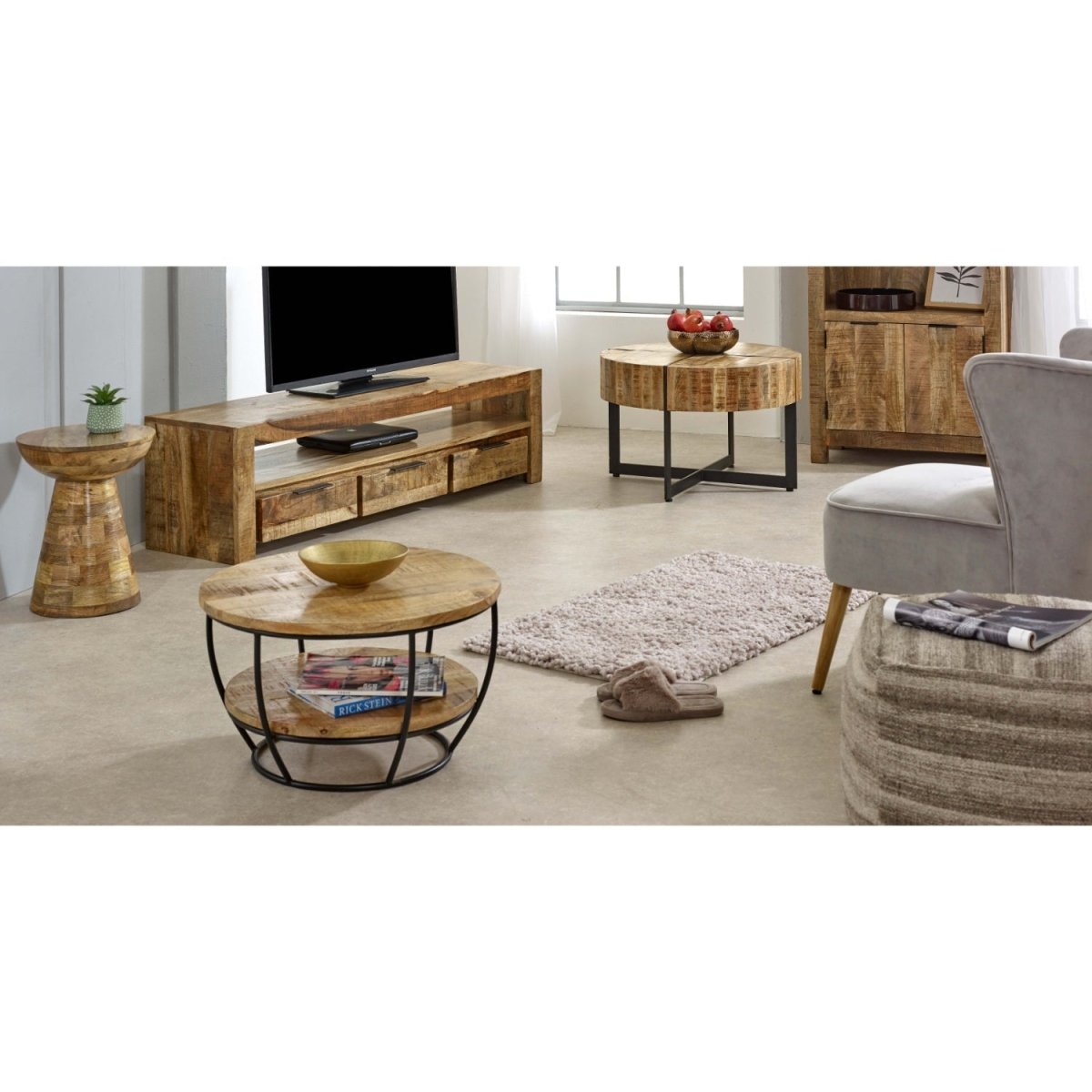 Merlin Mango Wooden Large TV Stand With 3 Drawers - Joe’s Haven