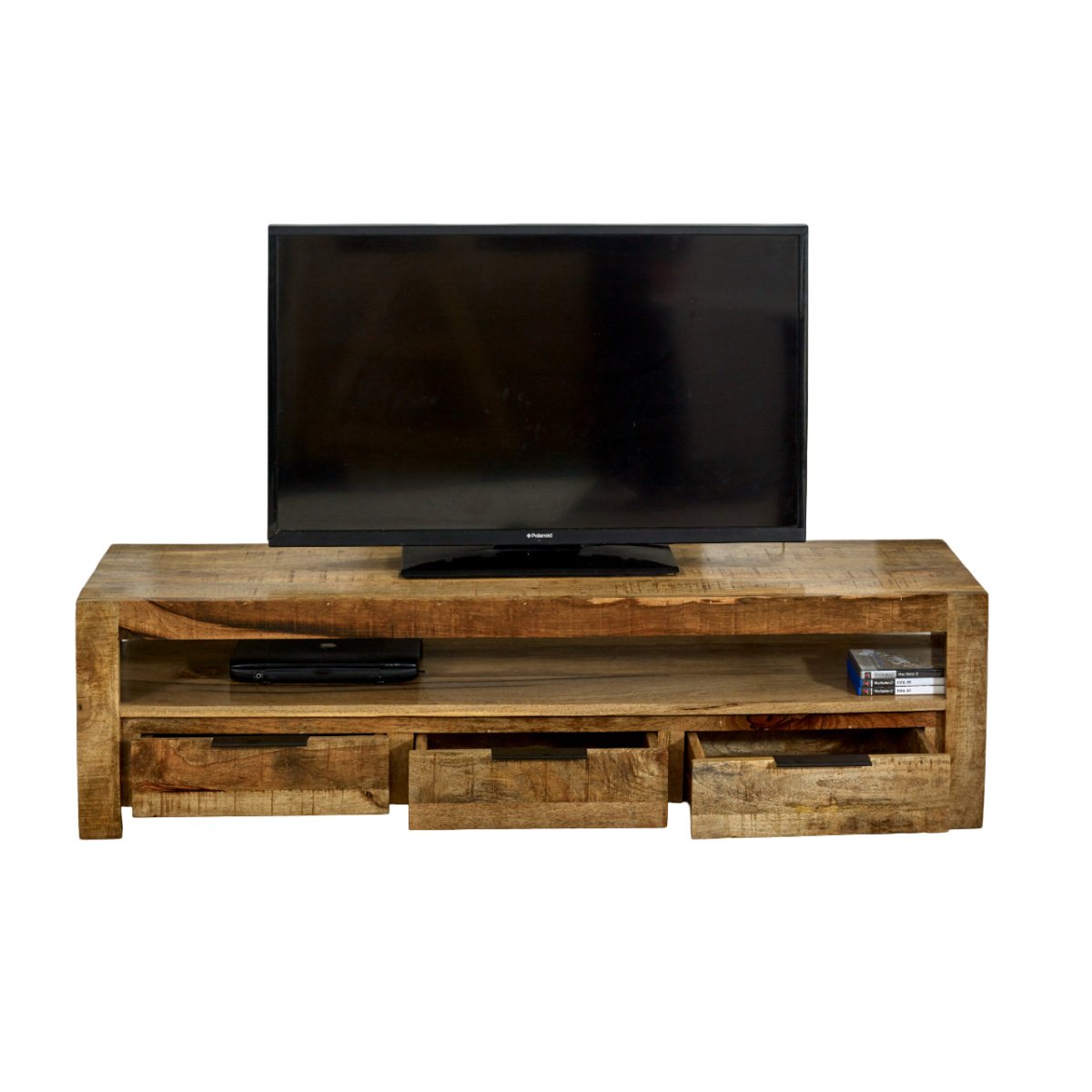Merlin Mango Wooden Large TV Stand With 3 Drawers - Joe’s Haven