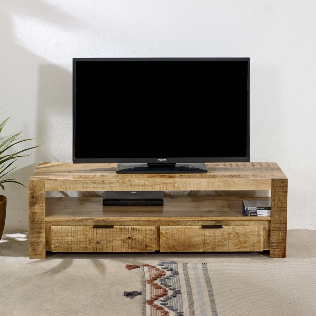 Merlin Mango Wooden Tv Stand With 2 Drawers - Joe’s Haven