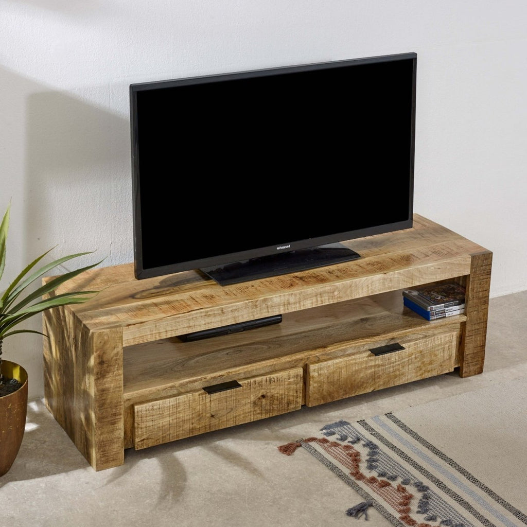 Merlin Mango Wooden Tv Stand With 2 Drawers - Joe’s Haven