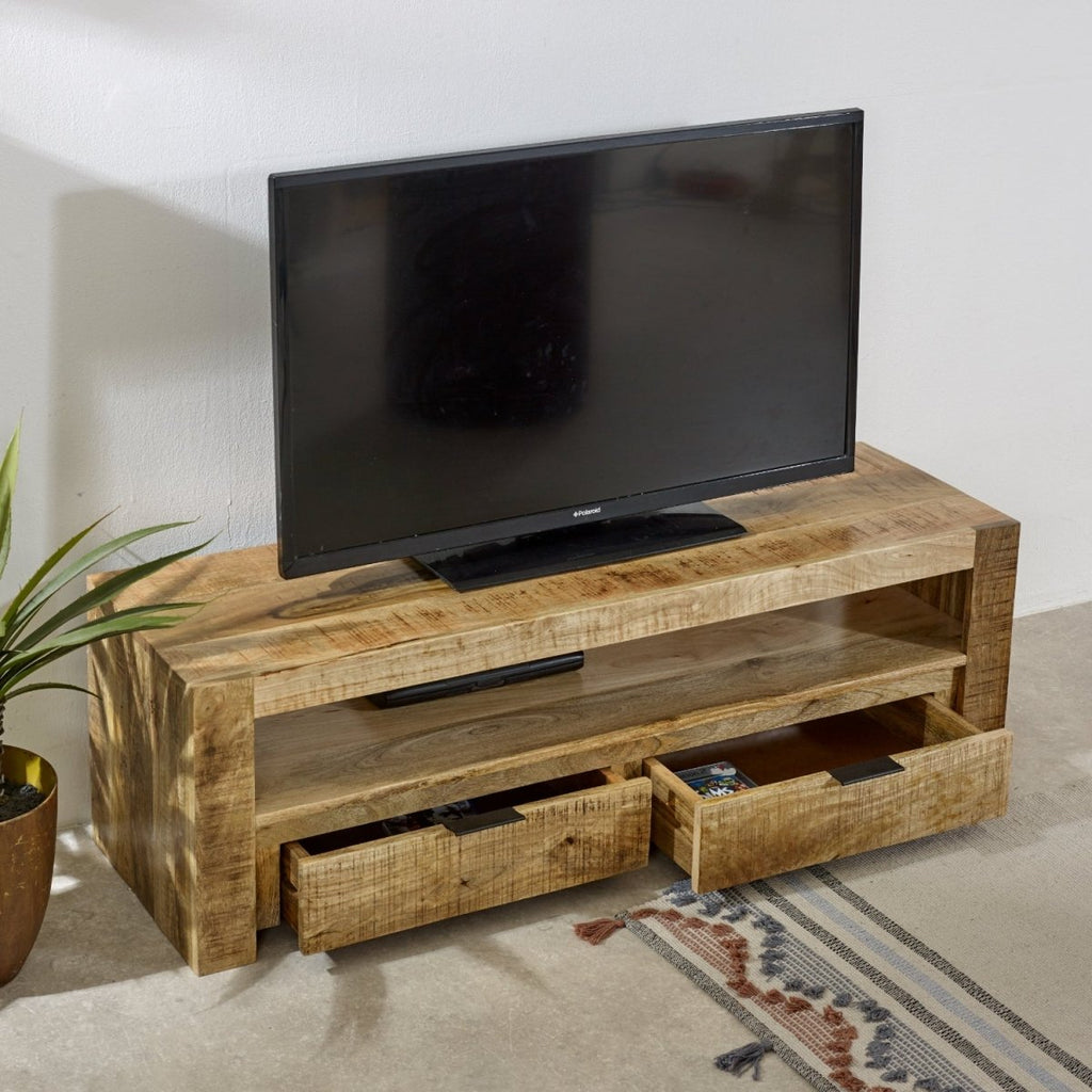 Merlin Mango Wooden Tv Stand With 2 Drawers - Joe’s Haven