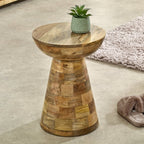 Merlin Mango Wooden Round Side Table Mushroom Style - Joe’s Haven