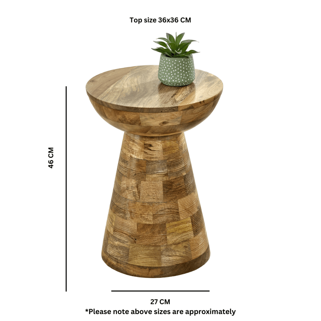 Merlin Mango Wooden Round Side Table Mushroom Style - Joe’s Haven