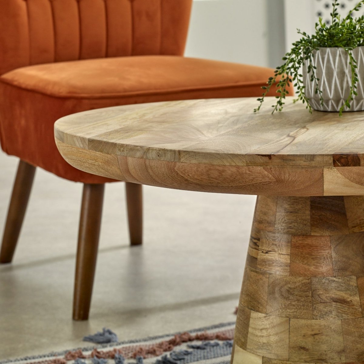 Merlin Mango Wooden Round Coffee Table Mushroom Style - Joe’s Haven