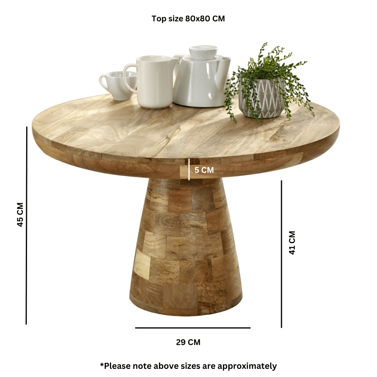 Merlin Mango Wooden Round Coffee Table Mushroom Style - Joe’s Haven