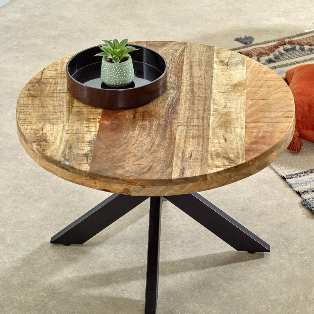 Merlin Mango Wooden Round Coffee Table Spider Legs - Joe’s Haven