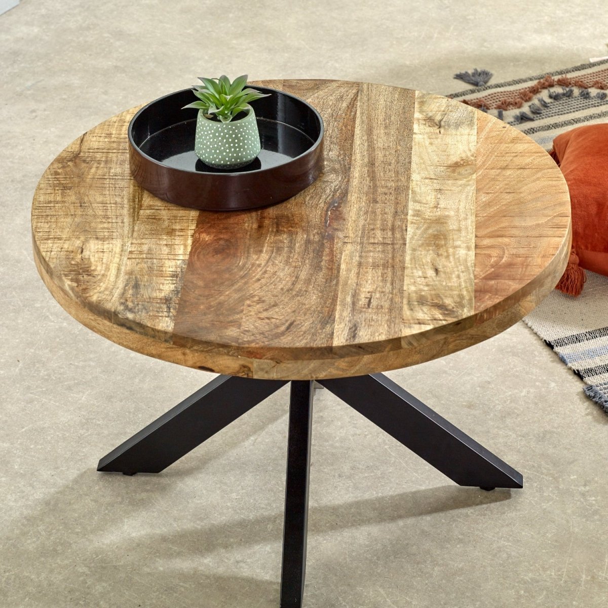 Merlin Mango Wooden Round Coffee Table Spider Legs - Joe’s Haven