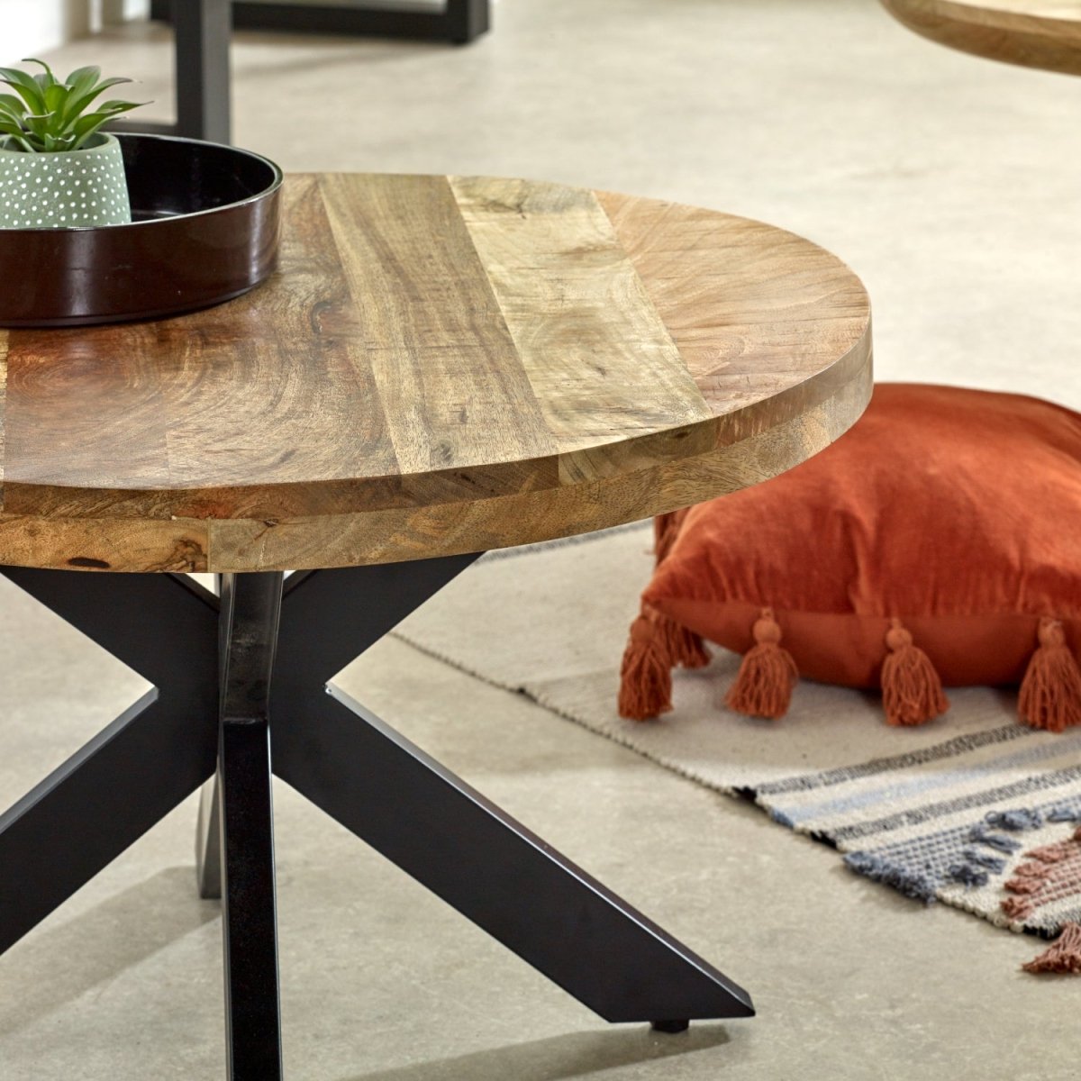 Merlin Mango Wooden Round Coffee Table Spider Legs - Joe’s Haven
