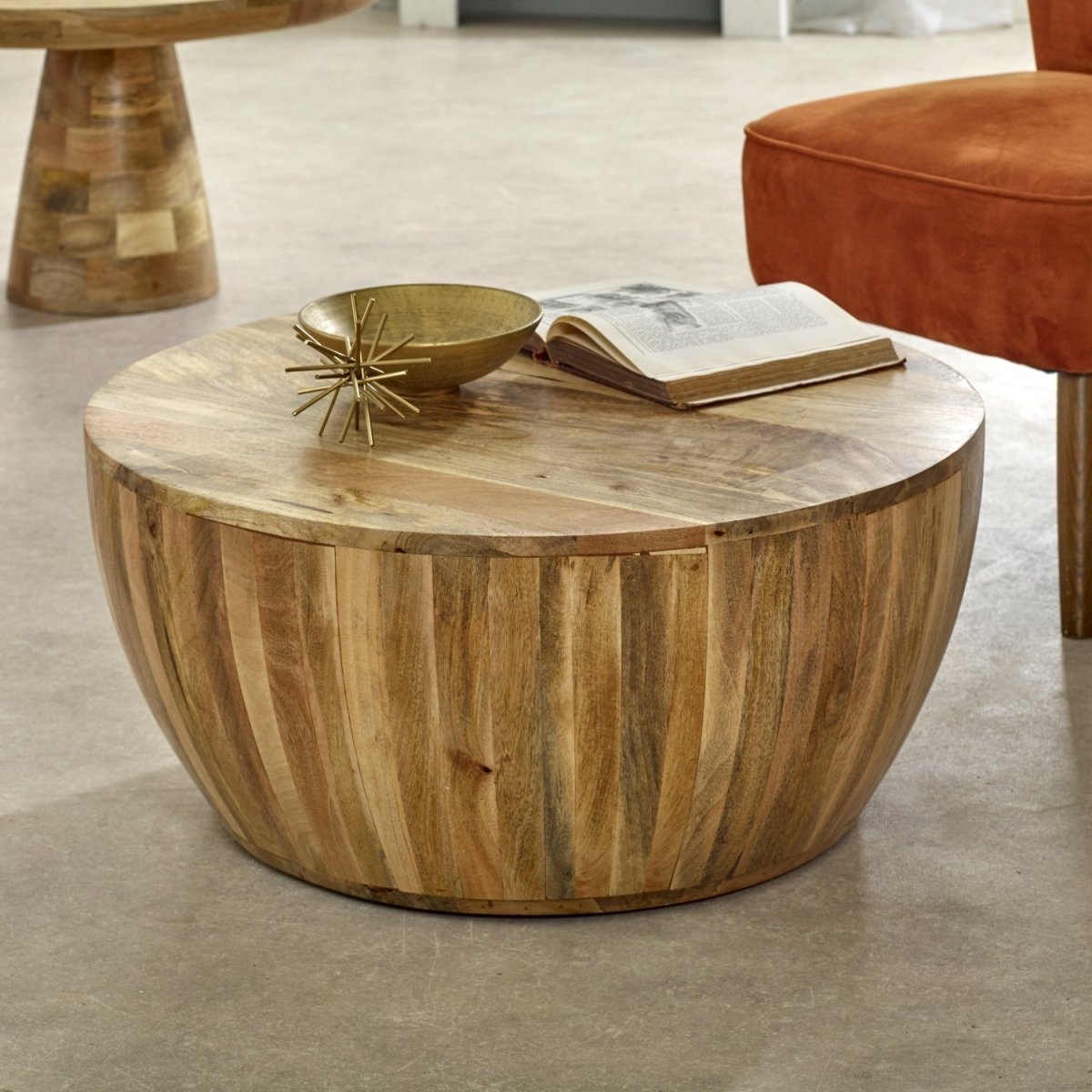 Merlin Mango Wooden Drum Coffee Table - Joe’s Haven
