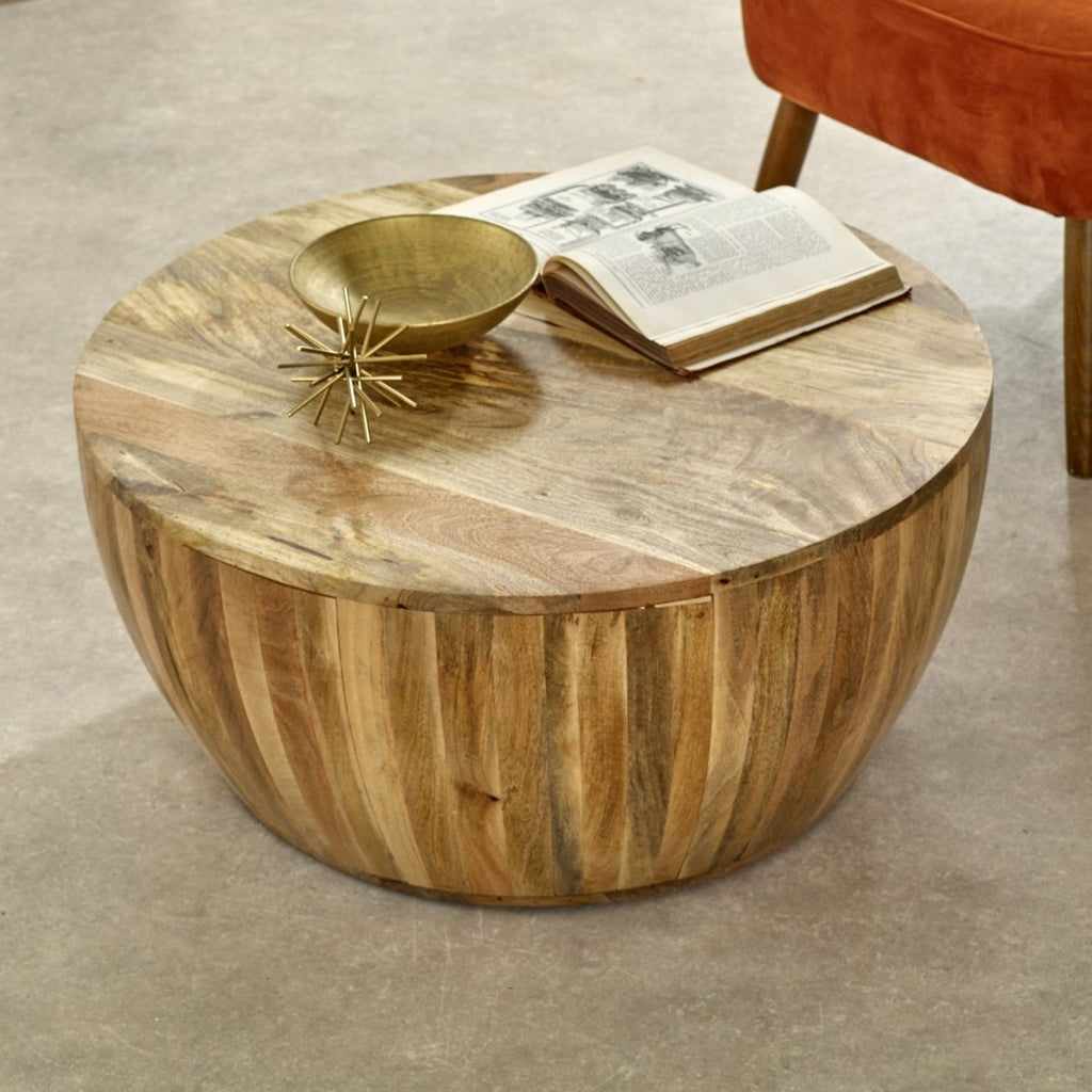 Merlin Mango Wooden Drum Coffee Table - Joe’s Haven