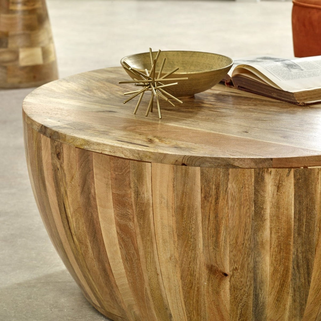 Merlin Mango Wooden Drum Coffee Table - Joe’s Haven