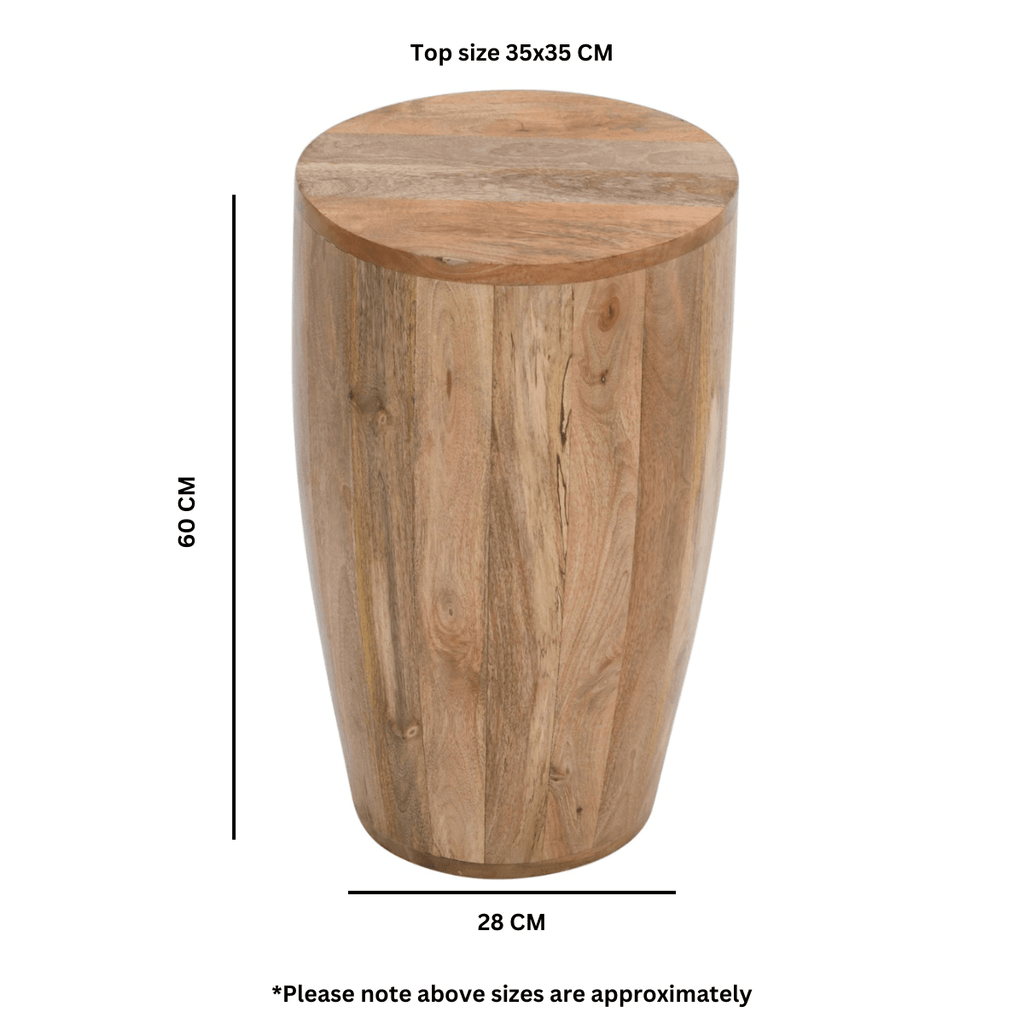 Merlin Mango Wooden Drum Side Table - Joe’s Haven