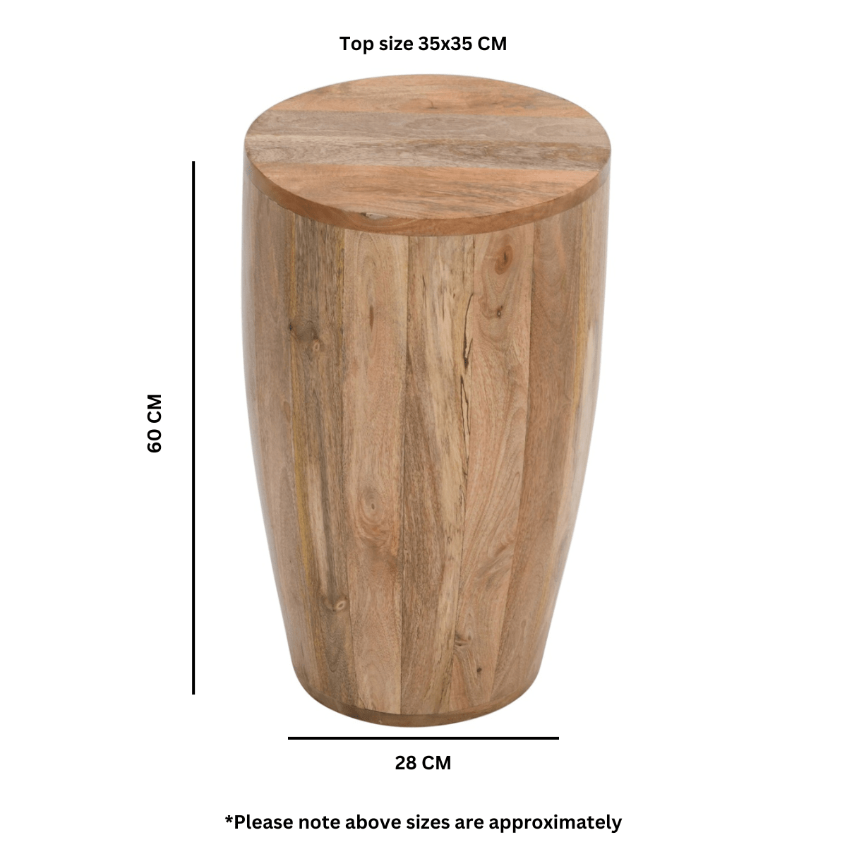 Merlin Mango Wooden Drum Side Table - Joe’s Haven