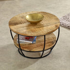 Merlin Mango Wooden & Metal Coffee Table With Shelf - Joe’s Haven
