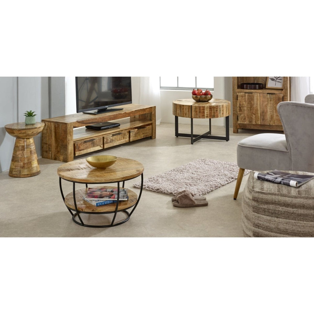 Merlin Mango Wooden & Metal Coffee Table With Shelf - Joe’s Haven