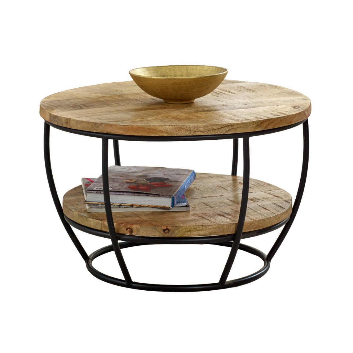 Merlin Mango Wooden & Metal Coffee Table With Shelf - Joe’s Haven