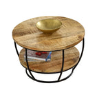 Merlin Mango Wooden & Metal Coffee Table With Shelf - Joe’s Haven