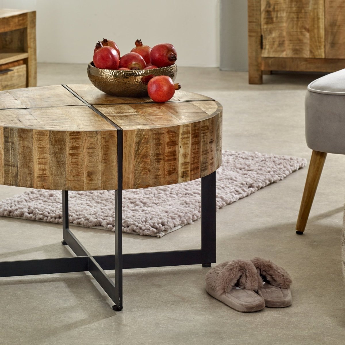 Merlin Mango Wooden Coffee Table With Metal Legs - Joe’s Haven