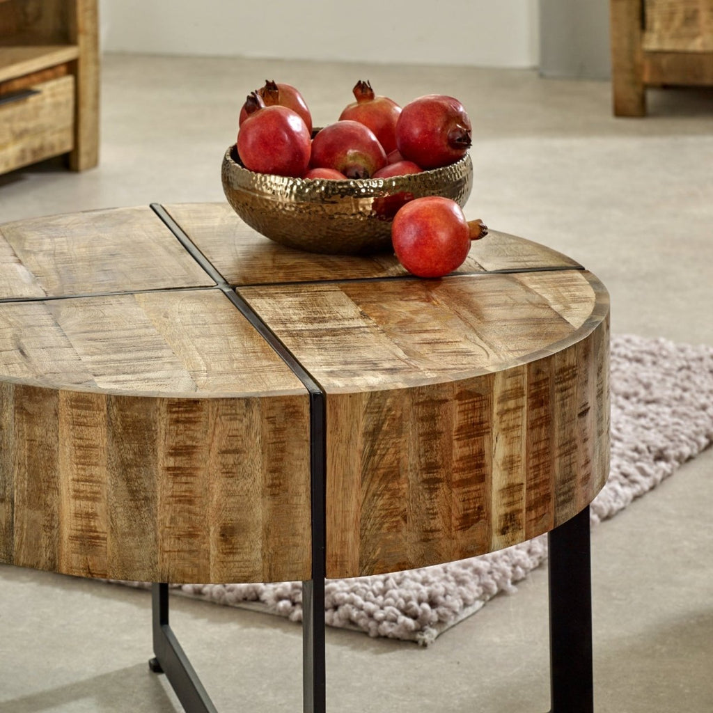 Merlin Mango Wooden Coffee Table With Metal Legs - Joe’s Haven