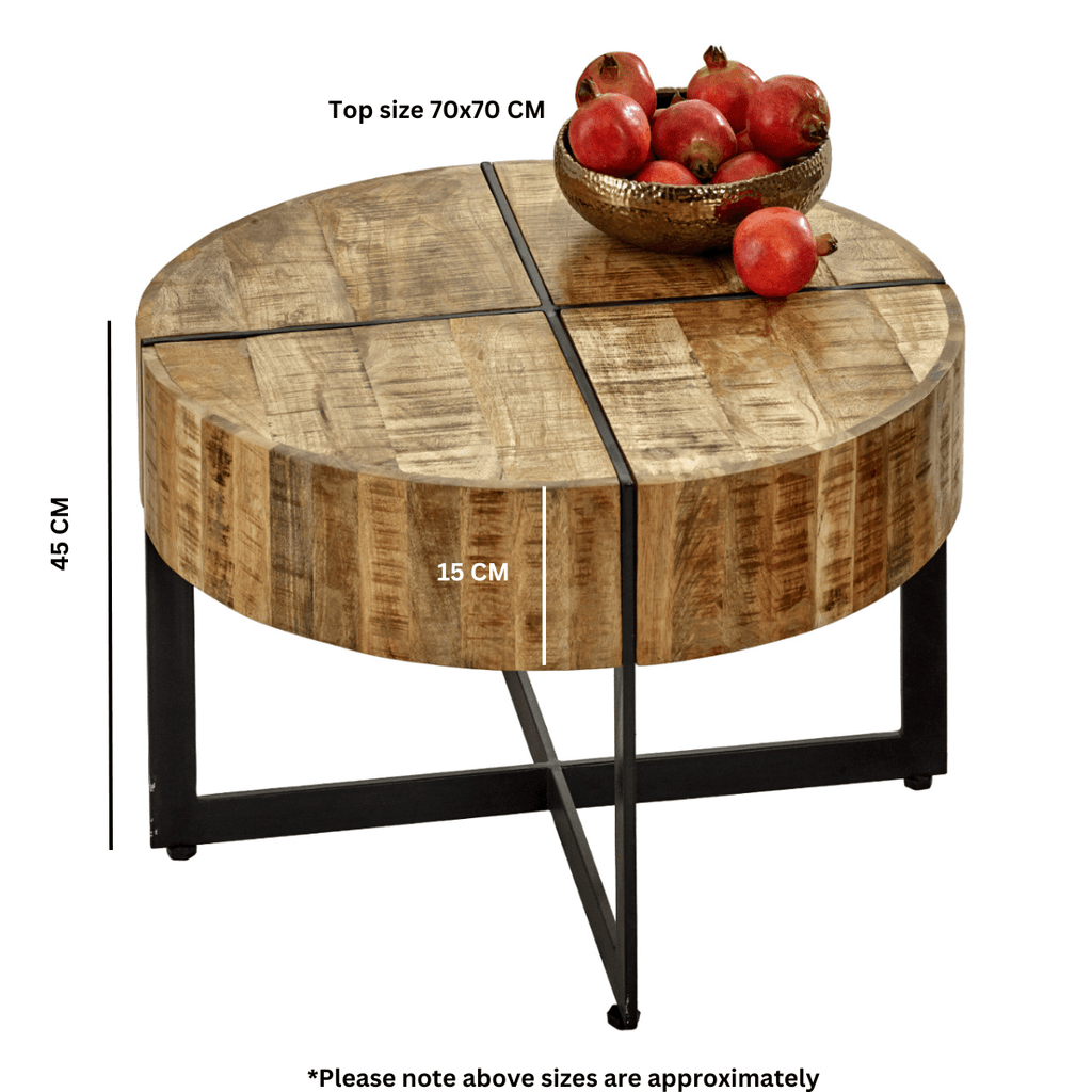 Merlin Mango Wooden Coffee Table With Metal Legs - Joe’s Haven