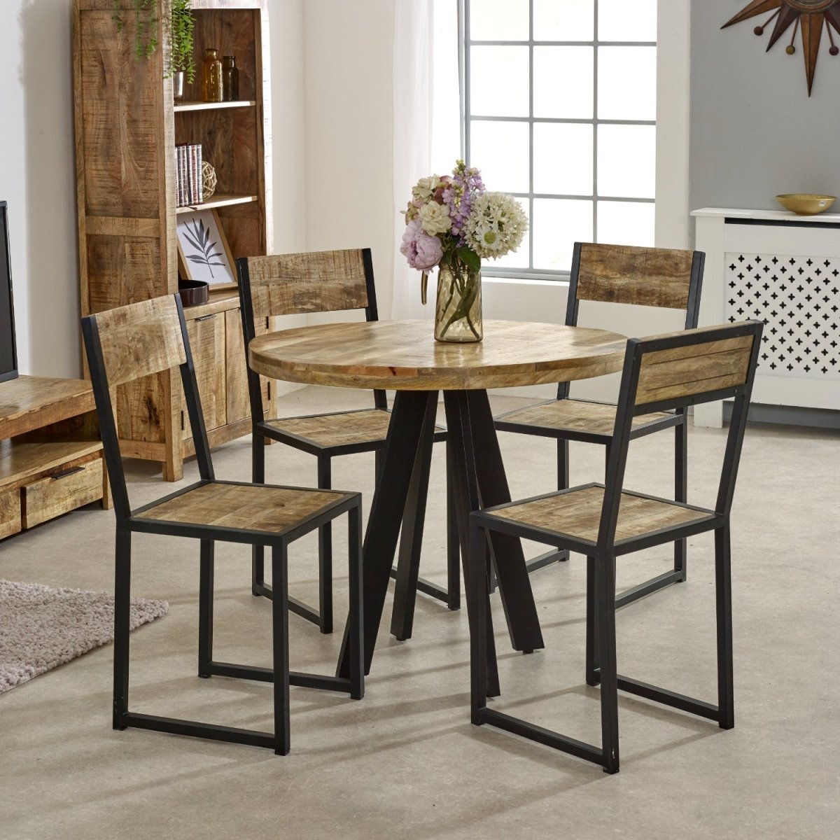 Merlin Mango Wooden 4 Seater Round Dining Table - Joe’s Haven