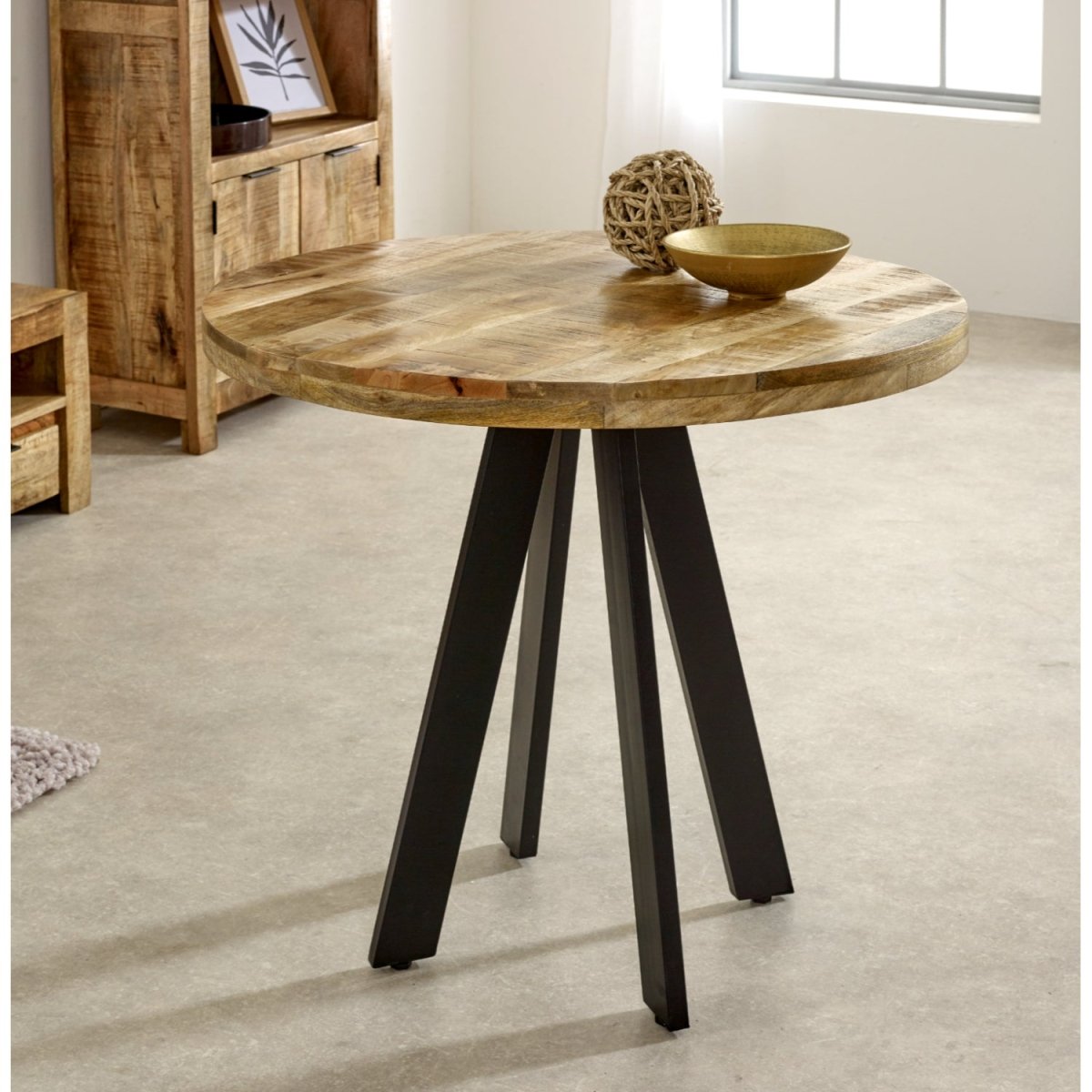 Merlin Mango Wooden 4 Seater Round Dining Table - Joe’s Haven