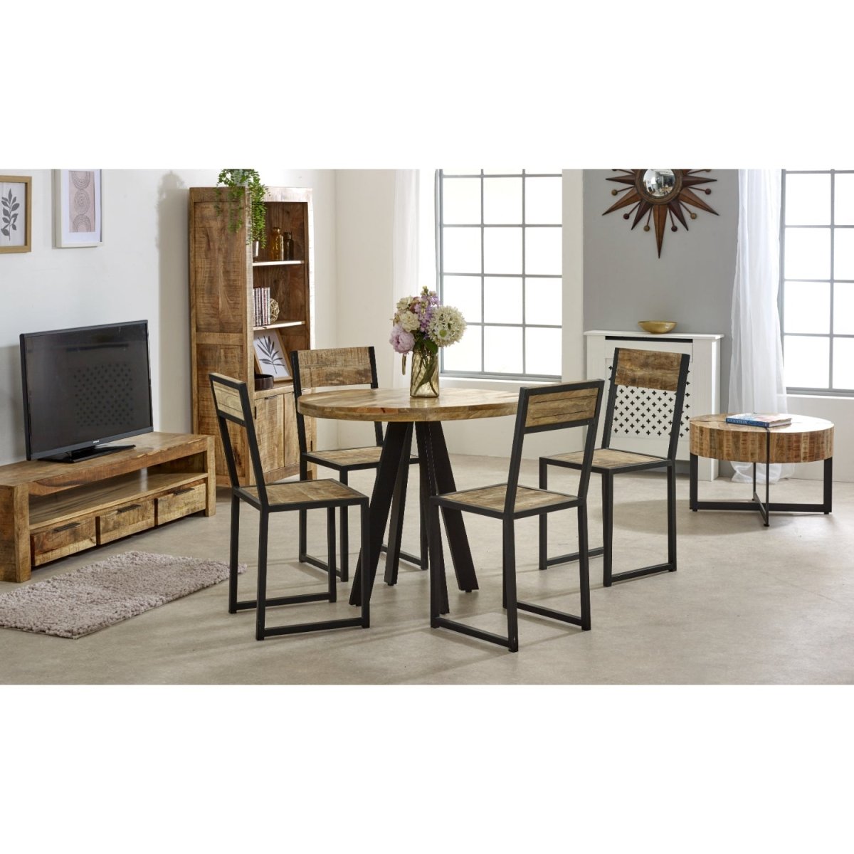 Merlin Mango Wooden 4 Seater Round Dining Table - Joe’s Haven