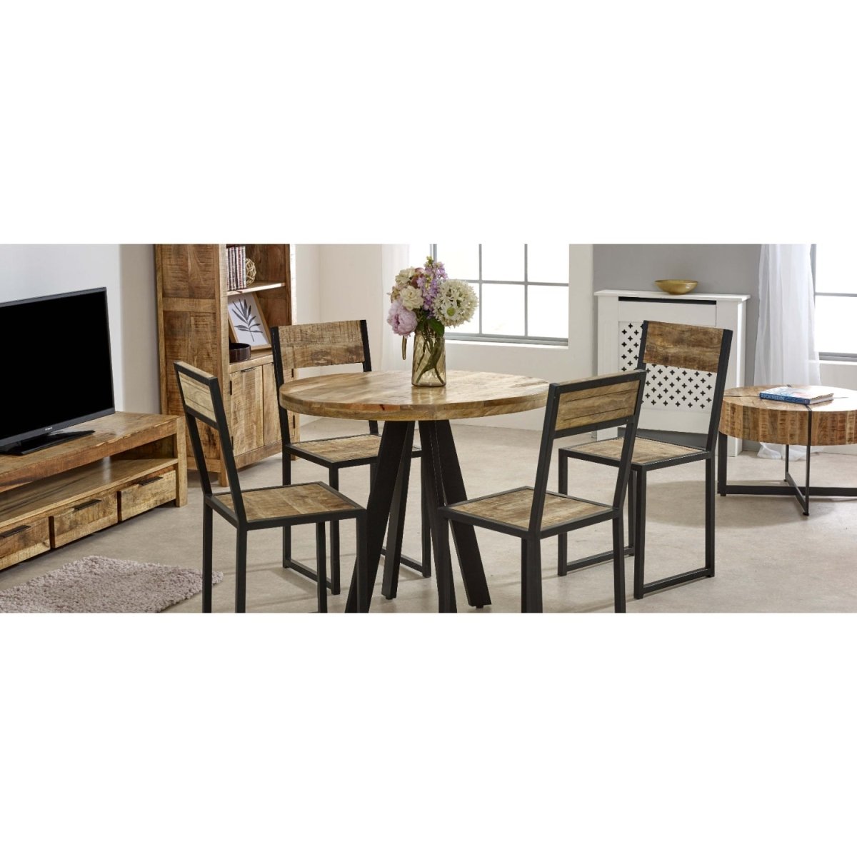 Merlin Mango Wooden 4 Seater Round Dining Table - Joe’s Haven