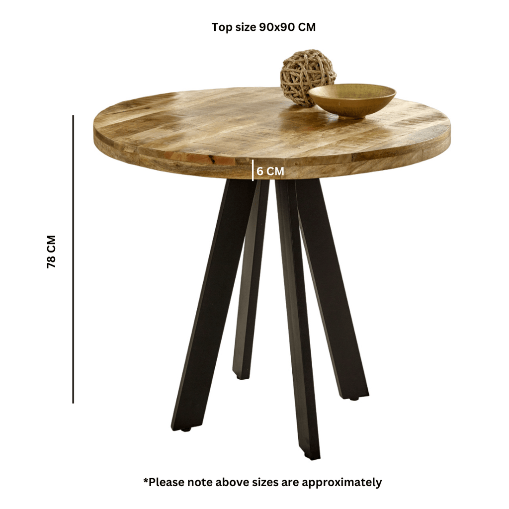 Merlin Mango Wooden 4 Seater Round Dining Table - Joe’s Haven