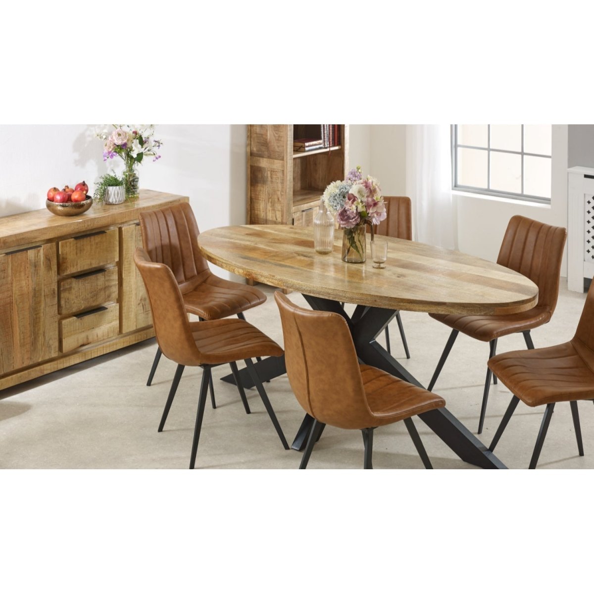 Merlin Mango Wooden 6 8 Seater Oval Dining Table - Joe’s Haven