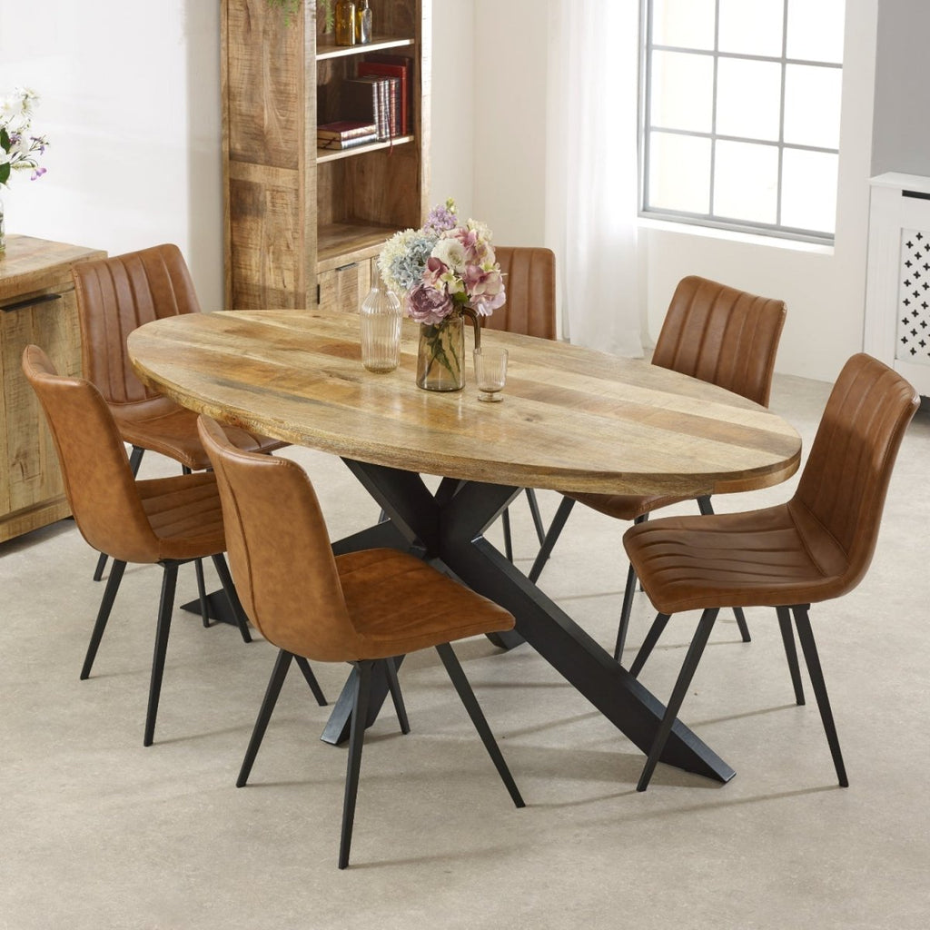Merlin Mango Wooden 6 8 Seater Oval Dining Table - Joe’s Haven