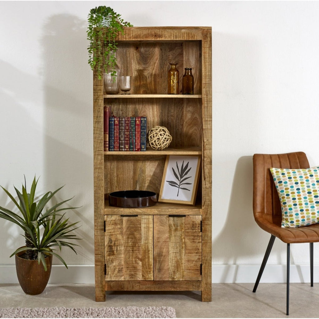 Merlin Mango Wooden Bookcase With 2 Doors - Joe’s Haven
