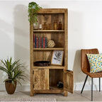 Merlin Mango Wooden Bookcase With 2 Doors - Joe’s Haven