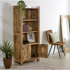 Merlin Mango Wooden Bookcase With 2 Doors - Joe’s Haven