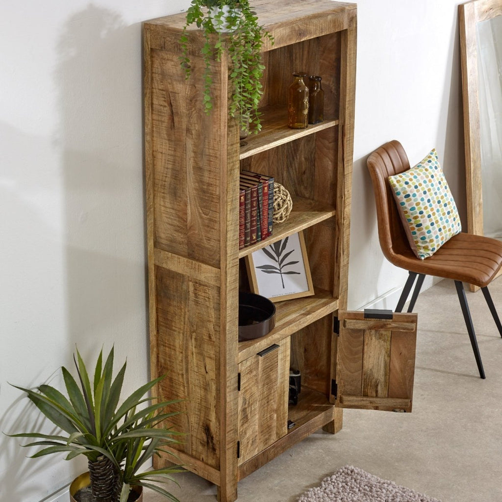 Merlin Mango Wooden Bookcase With 2 Doors - Joe’s Haven
