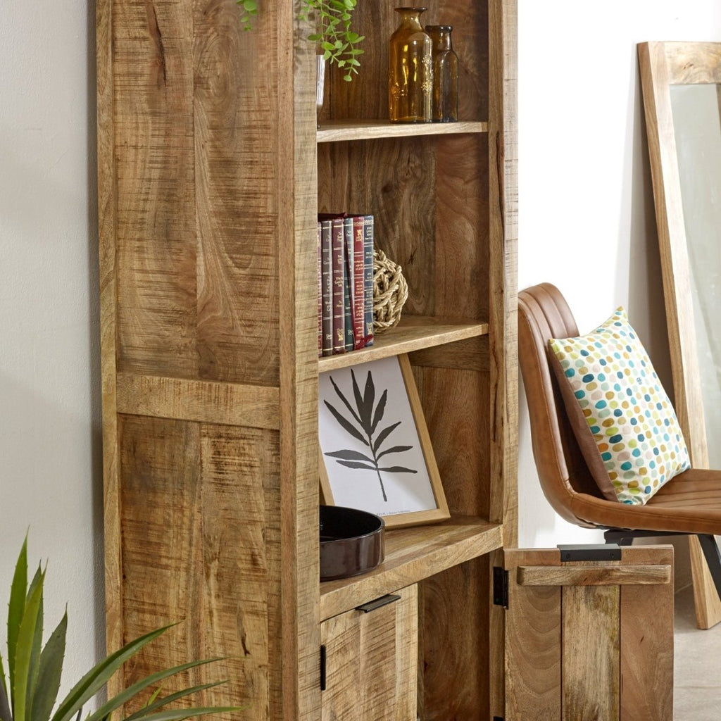 Merlin Mango Wooden Bookcase With 2 Doors - Joe’s Haven