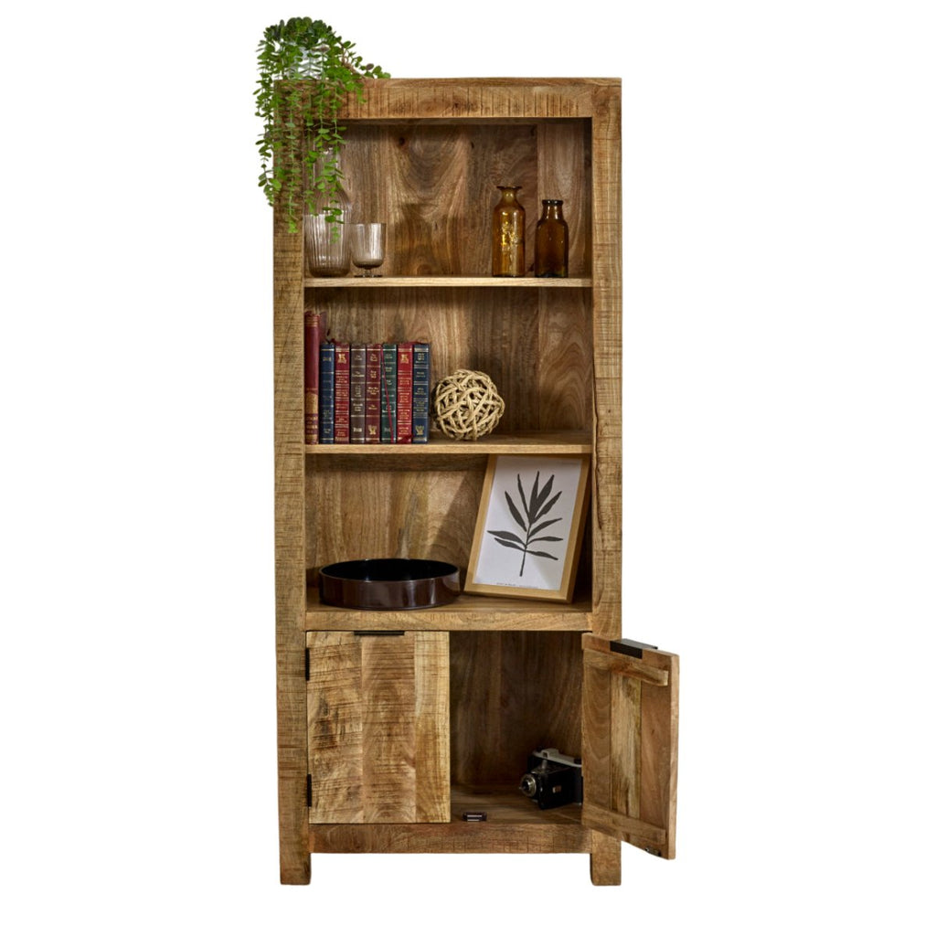 Merlin Mango Wooden Bookcase With 2 Doors - Joe’s Haven
