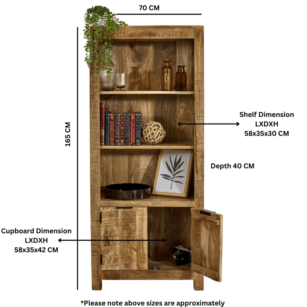 Merlin Mango Wooden Bookcase With 2 Doors - Joe’s Haven